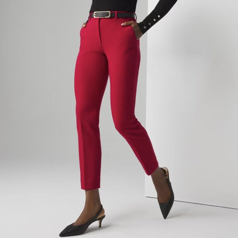 White House Black Market - Elle Slim Ankle Luxe Stretch Pant - RED- size 0